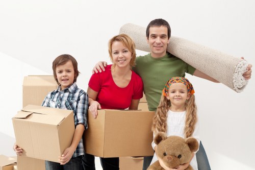 Packed boxes and furniture ready for removals in Roehampton