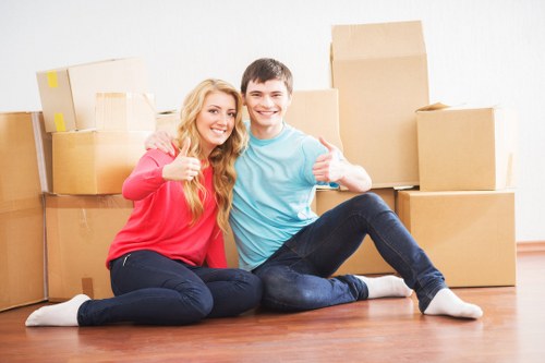 Organised boxes and furniture prepared for storage in Roehampton